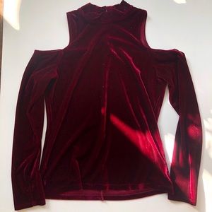 Red valor open shoulder top .